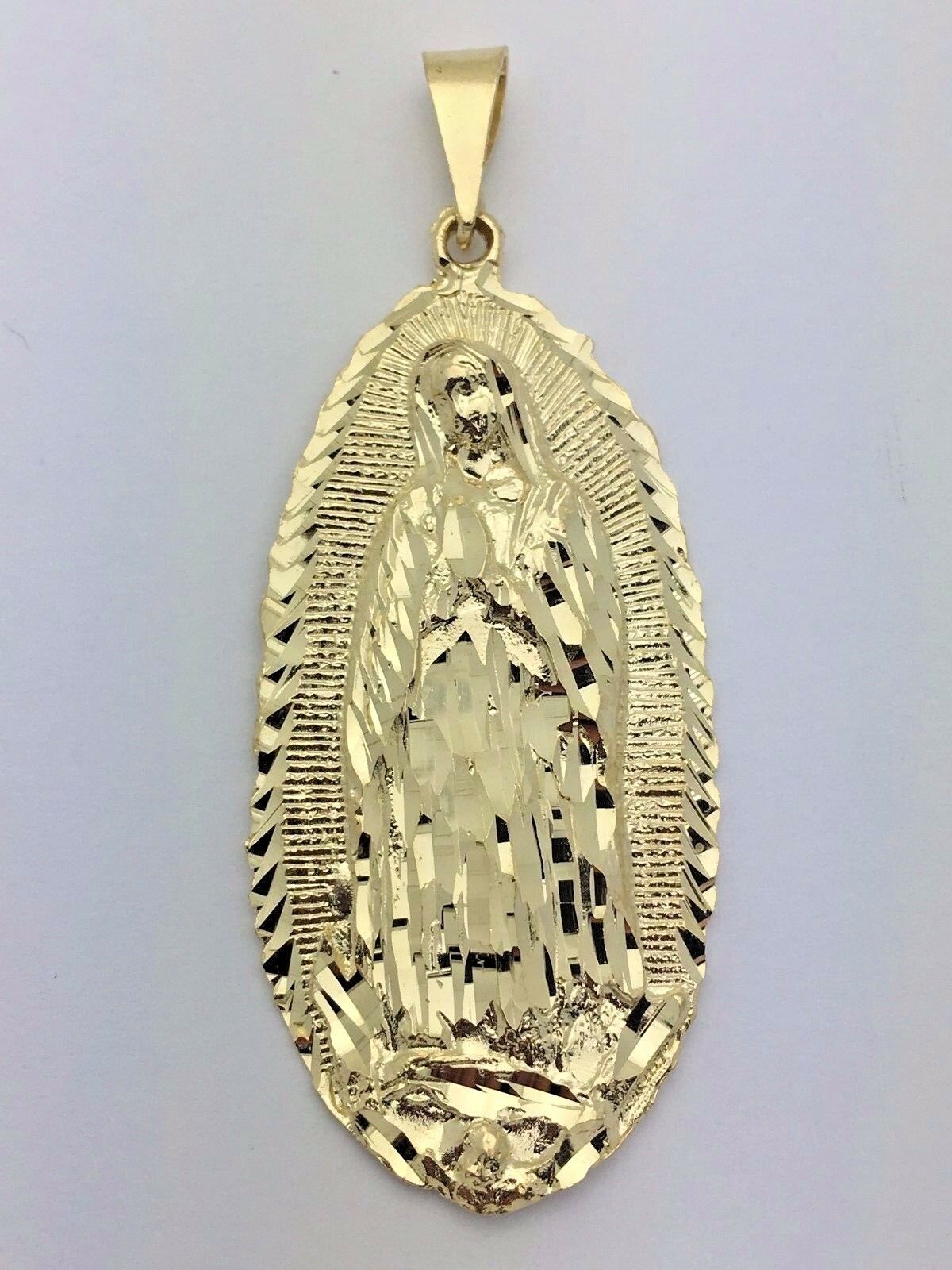 10k Yellow Gold Virgin Mary Lady of Guadalupe Religious Charm Pendant 8.5 grams