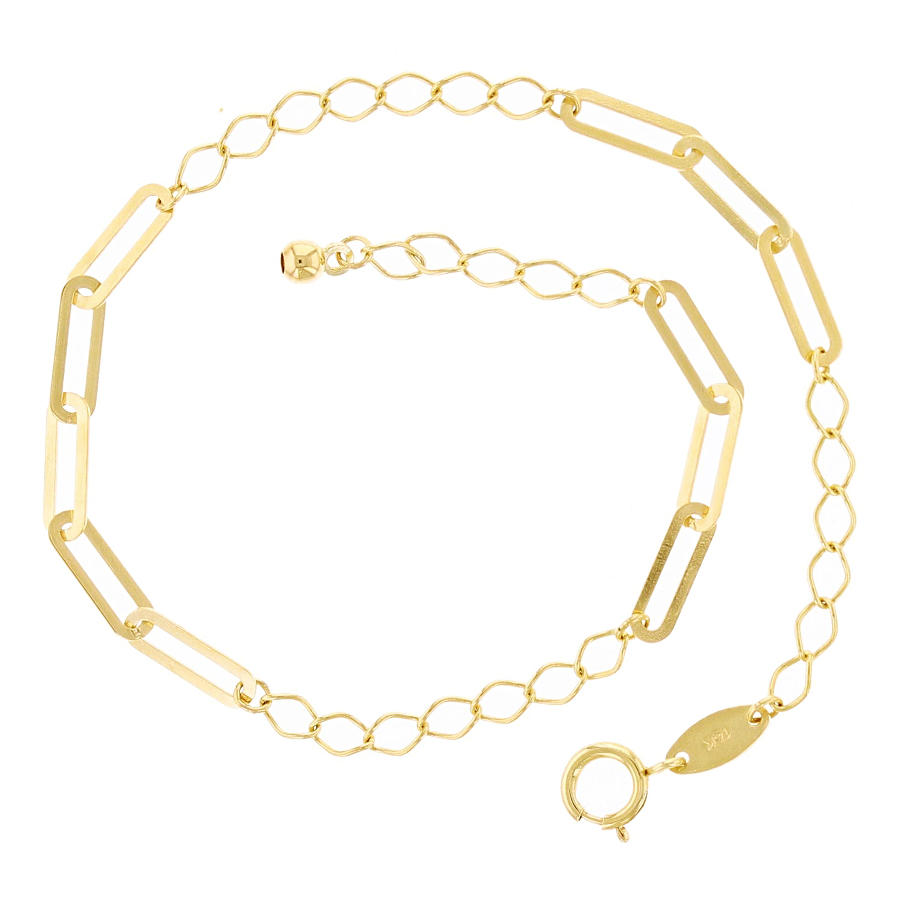 Italian 14k Yellow Gold Flat Oval Paper Clip Links Bracelet 7" 1.2 grams