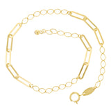 Italian 14k Yellow Gold Flat Oval Paper Clip Links Bracelet 7" 1.2 grams