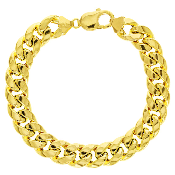 Italian 10k Yellow Gold Hollow Miami Cuban Chain Bracelet 8.5