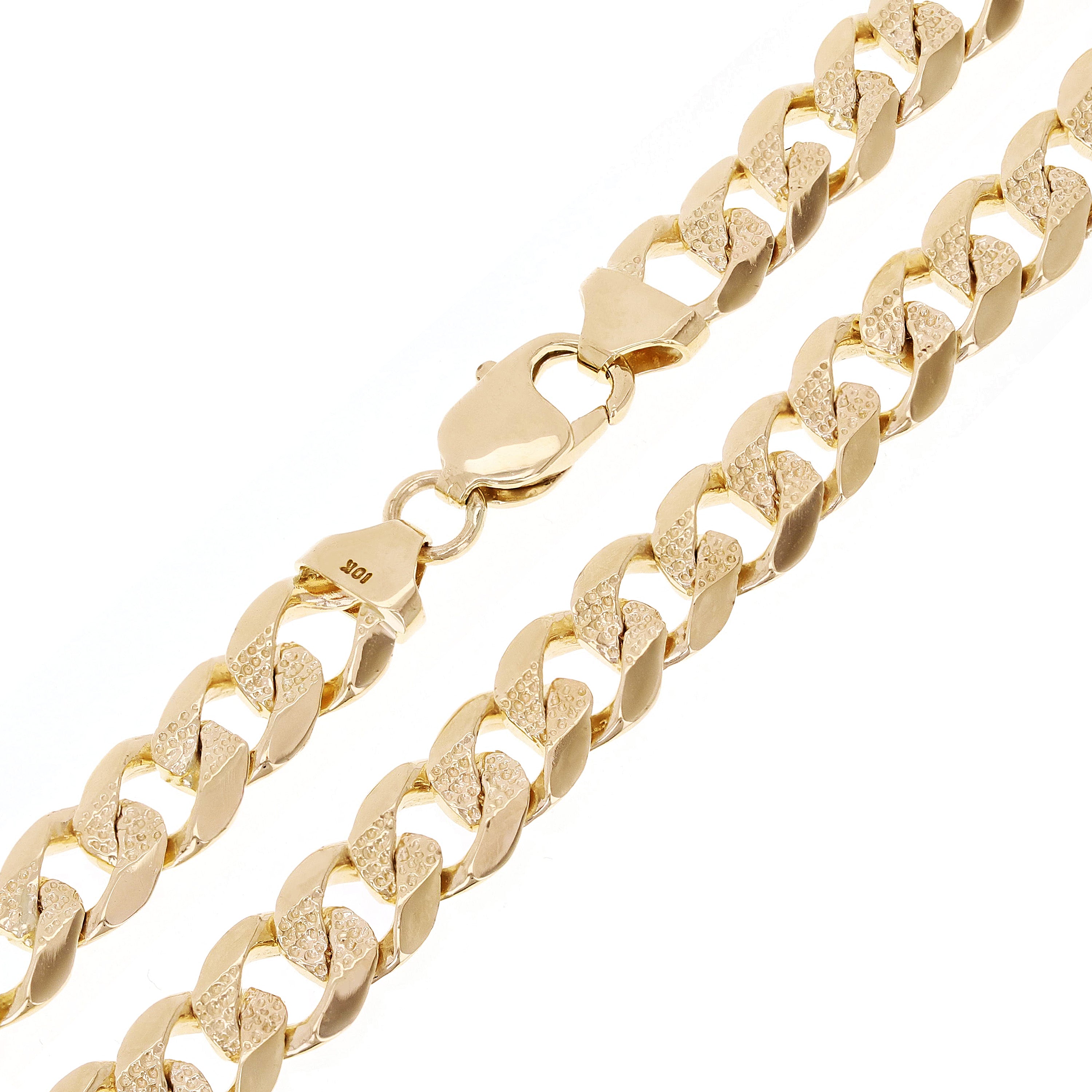 10k Yellow Gold Solid Pave Curb Cuban Link Chain Necklace 20" 9.3mm 50 grams - 20"