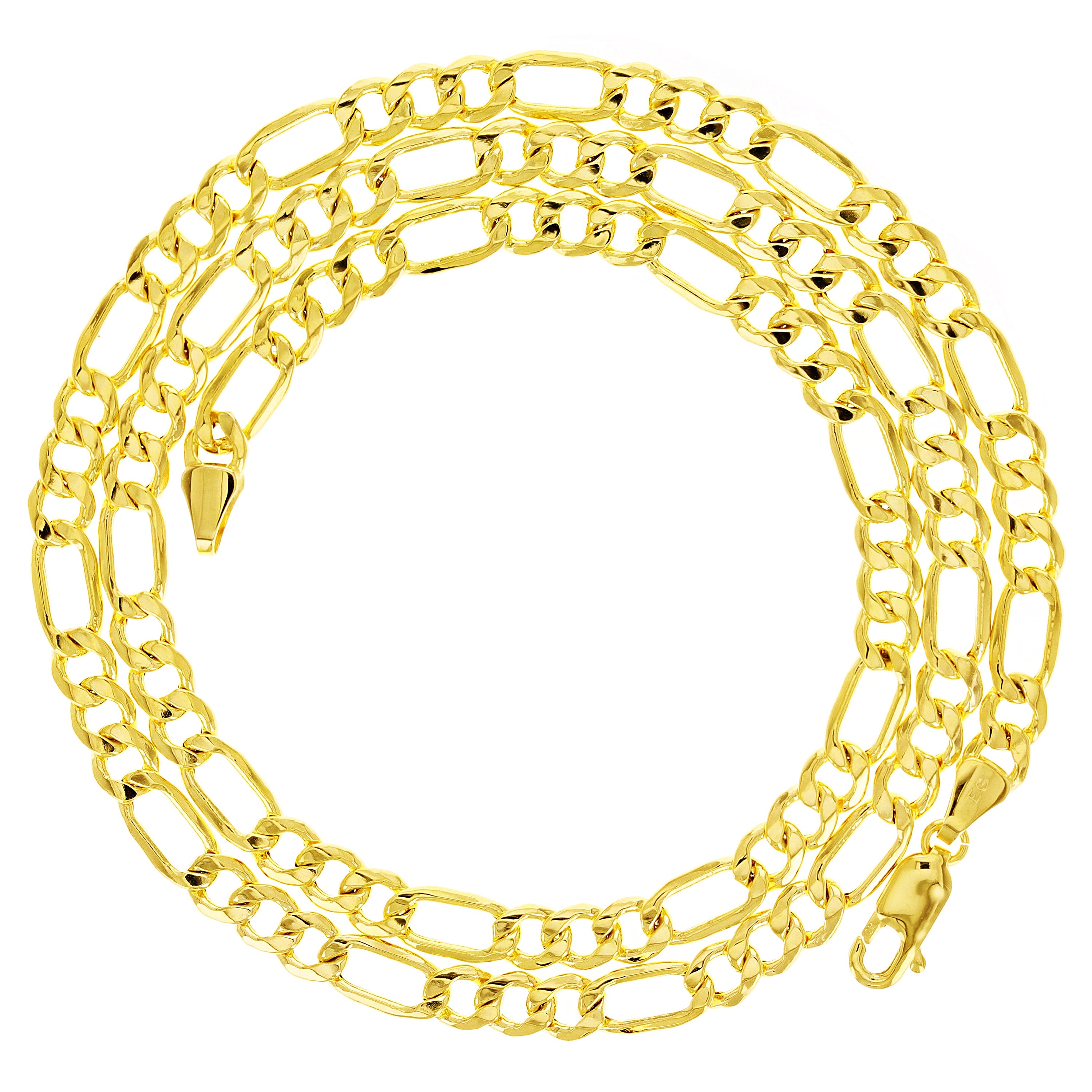 Italian 10k Yellow Gold Hollow Figaro Chain Necklace 20" 5mm 7.6 grams - 20" 7.6 grams