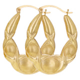 14k Yellow Gold Hollow U Shaped Fancy Dangle Open Loop Earrings 3.5g