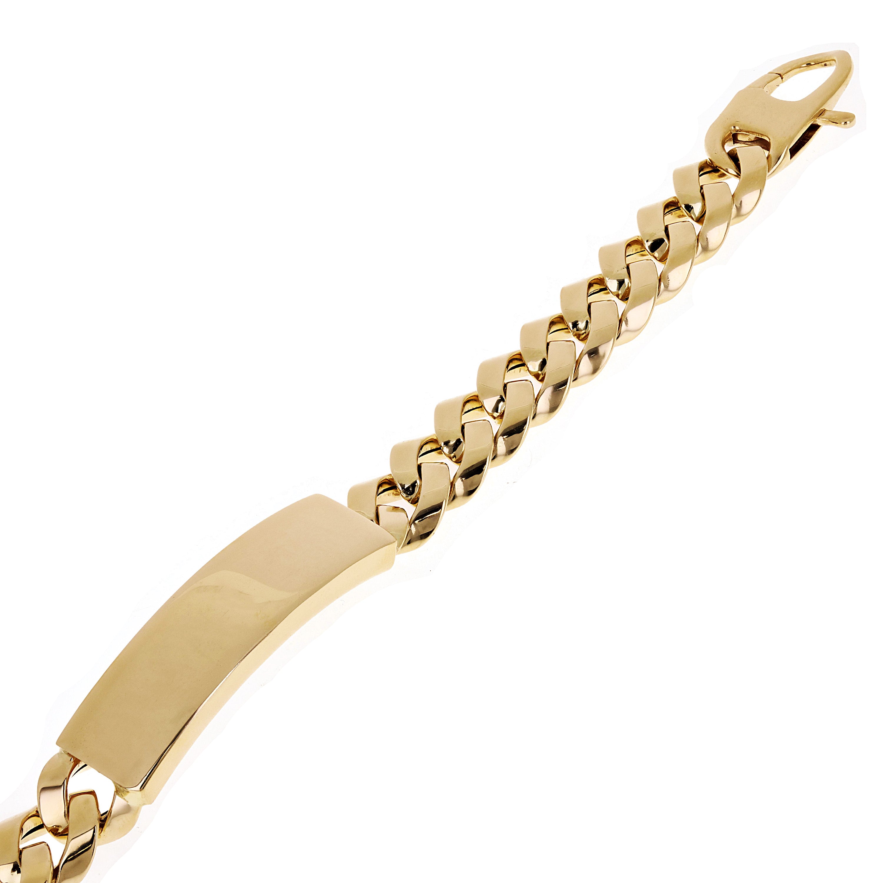 Men's Italian 14k Yellow Gold Hollow Miami Cuban Link ID Bracelet 8" 11.6mm 24g