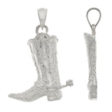 14k White Gold Western Cowgirl Boots Cowboy Boots Charm Pendant 3.3 grams - White