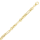 Italian 14k Yellow Gold Hollow Oval & Paper Clip Chain Bracelet 7.75" 4 grams