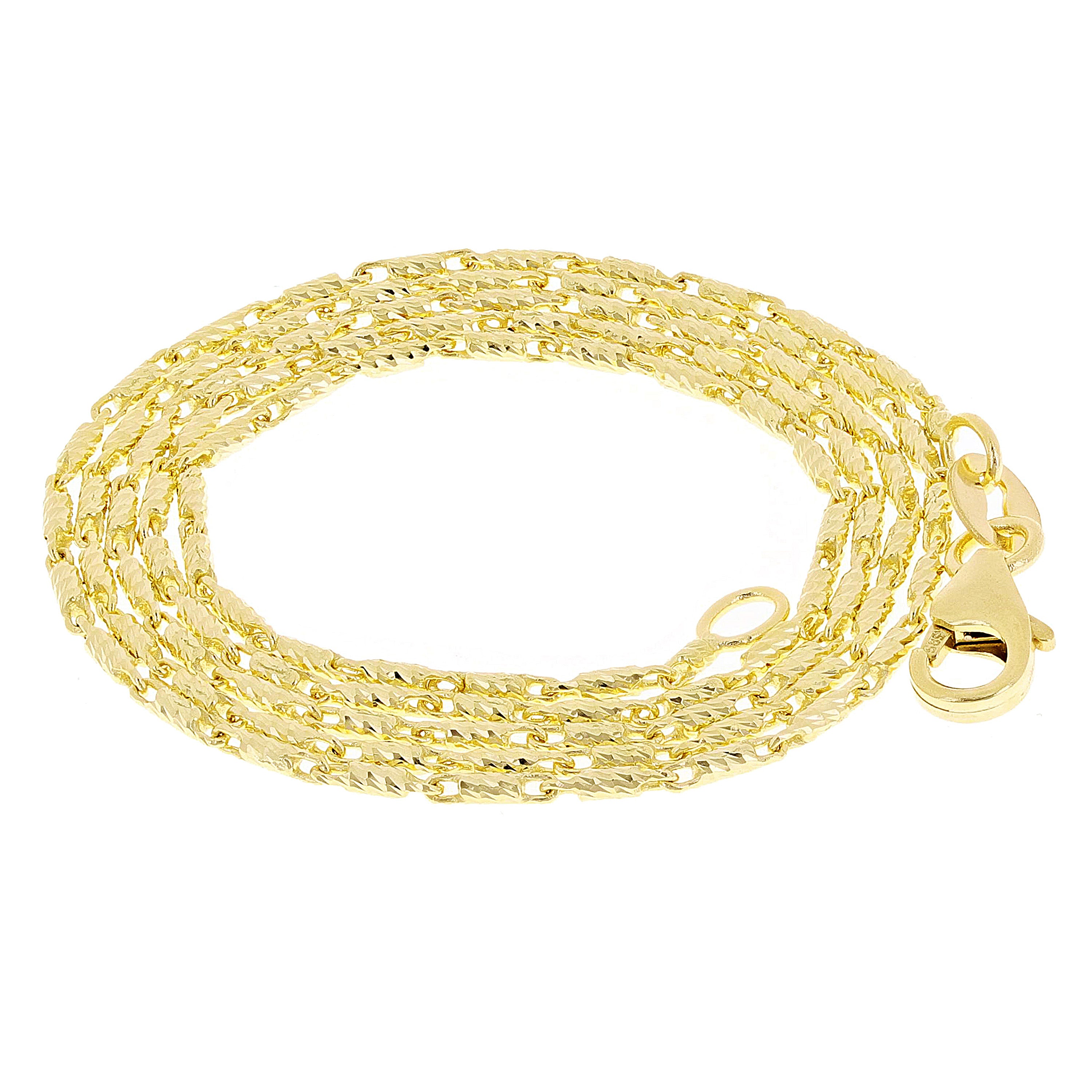 Italian 14k Yellow Gold Solid Diamond Cut Raso Chain Necklace 16" 1.1mm 3.6grams - 16" 3.8 grams