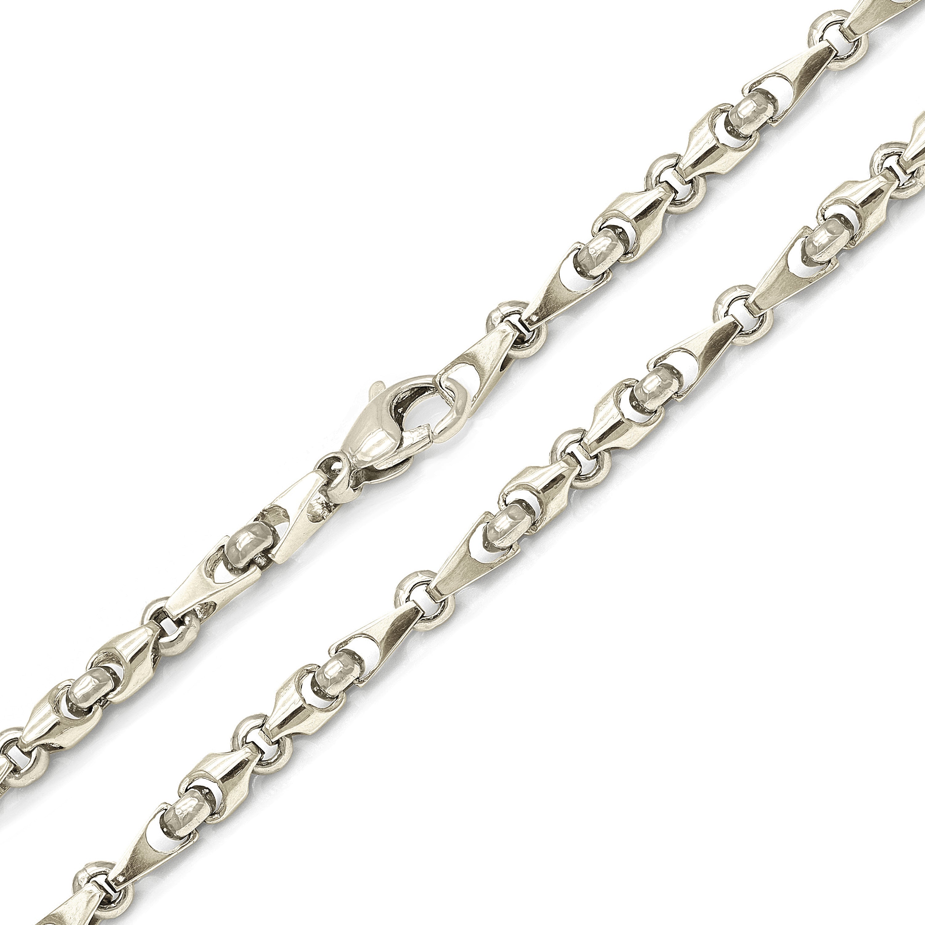 14k White Gold Handmade Fashion Link Necklace 30" 5mm 65 grams - White,30"