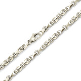 14k White Gold Handmade Fashion Link Necklace 30" 5mm 65 grams - White,30"