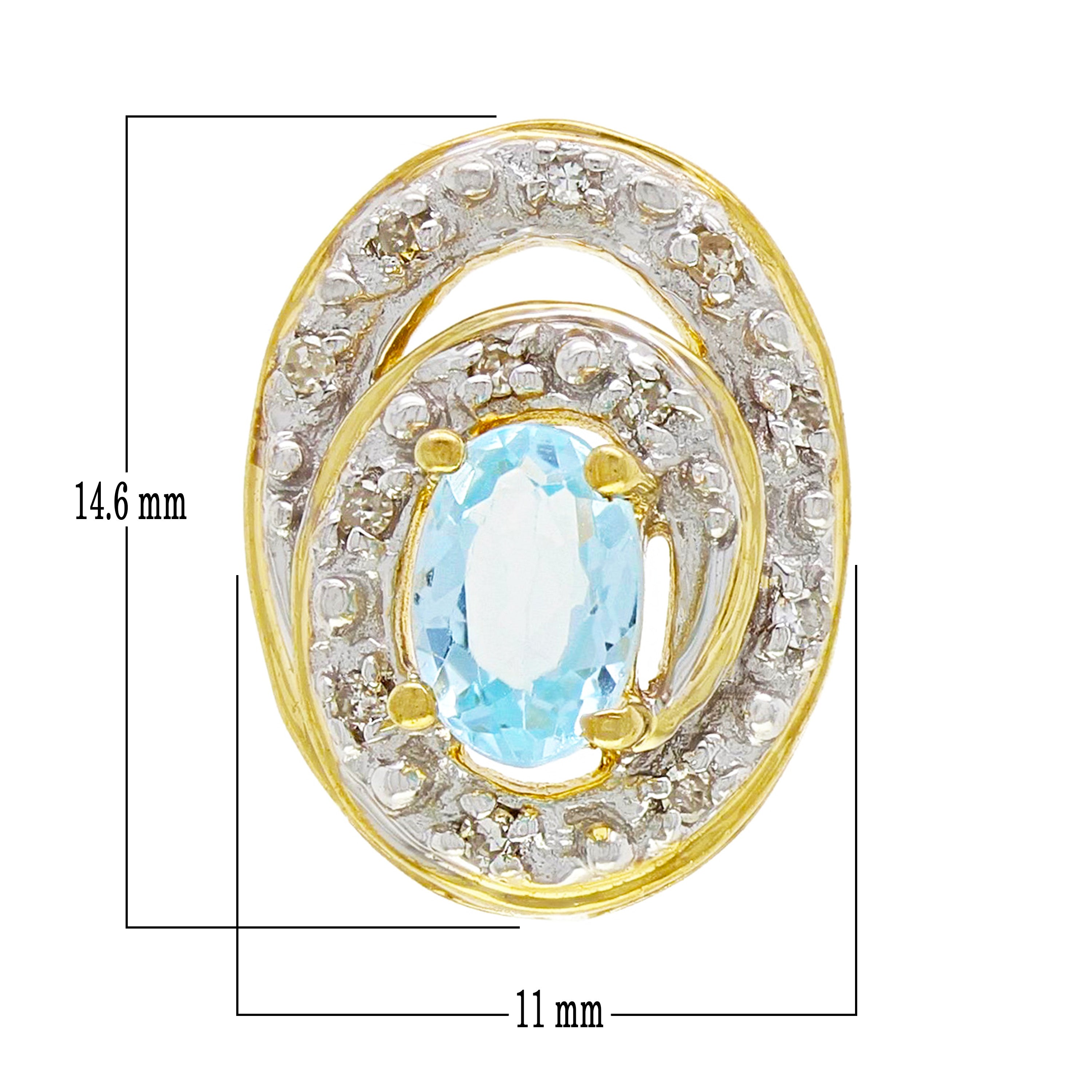 14k Yellow Gold Aquamarine & Diamond Accent Swirl Floating Pendant