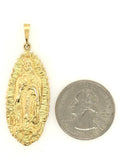 14k Yellow Gold Mother Mary Lady of Guadalupe Religious Charm Pendant 7.5 grams