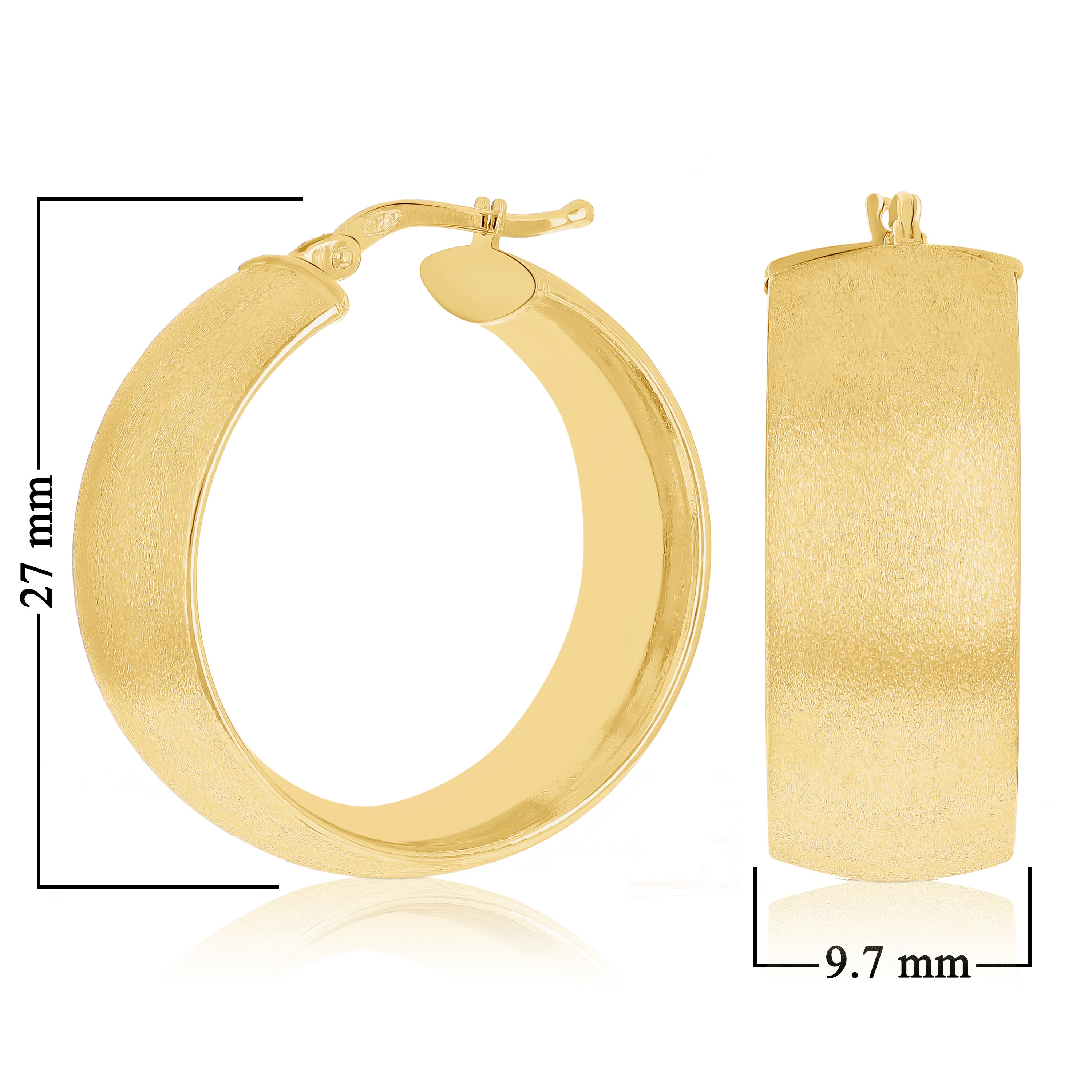 Italian 14k Yellow Gold Hollow Sand Finish Rounded Tube Earrings 1" 9.7mm 5.2g