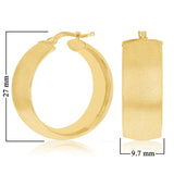 Italian 14k Yellow Gold Hollow Sand Finish Rounded Tube Earrings 1" 9.7mm 5.2g