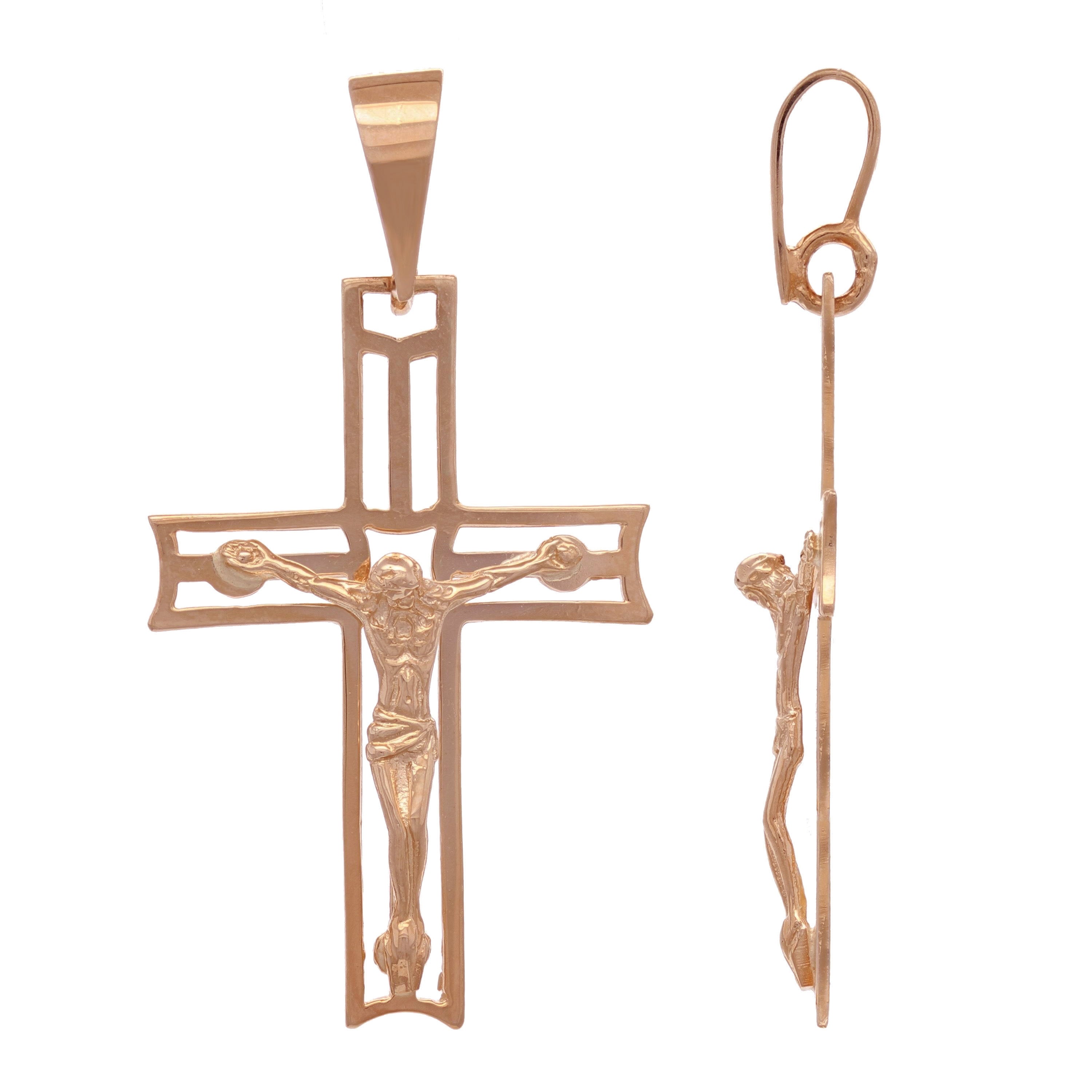 14k Rose Gold Jesus Christ Crucifix Cross Religious Charm Pendant 2.4 grams - Rose