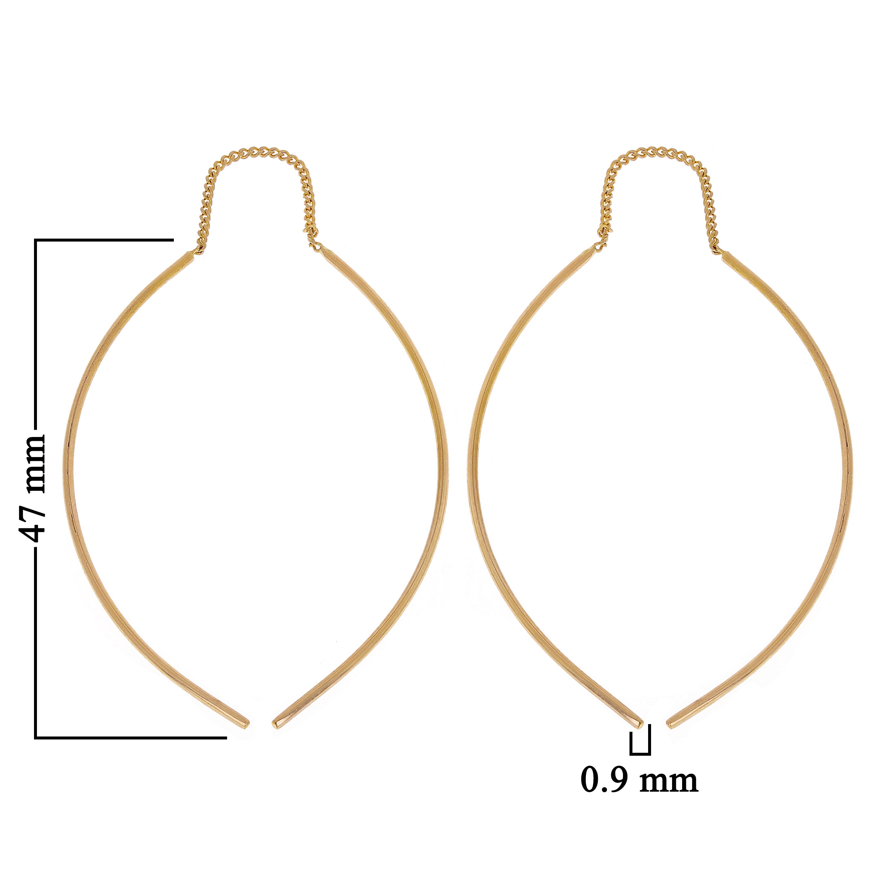 14k Yellow Gold Drop Dangle Double Curved Stick Bar Earrings - Yellow