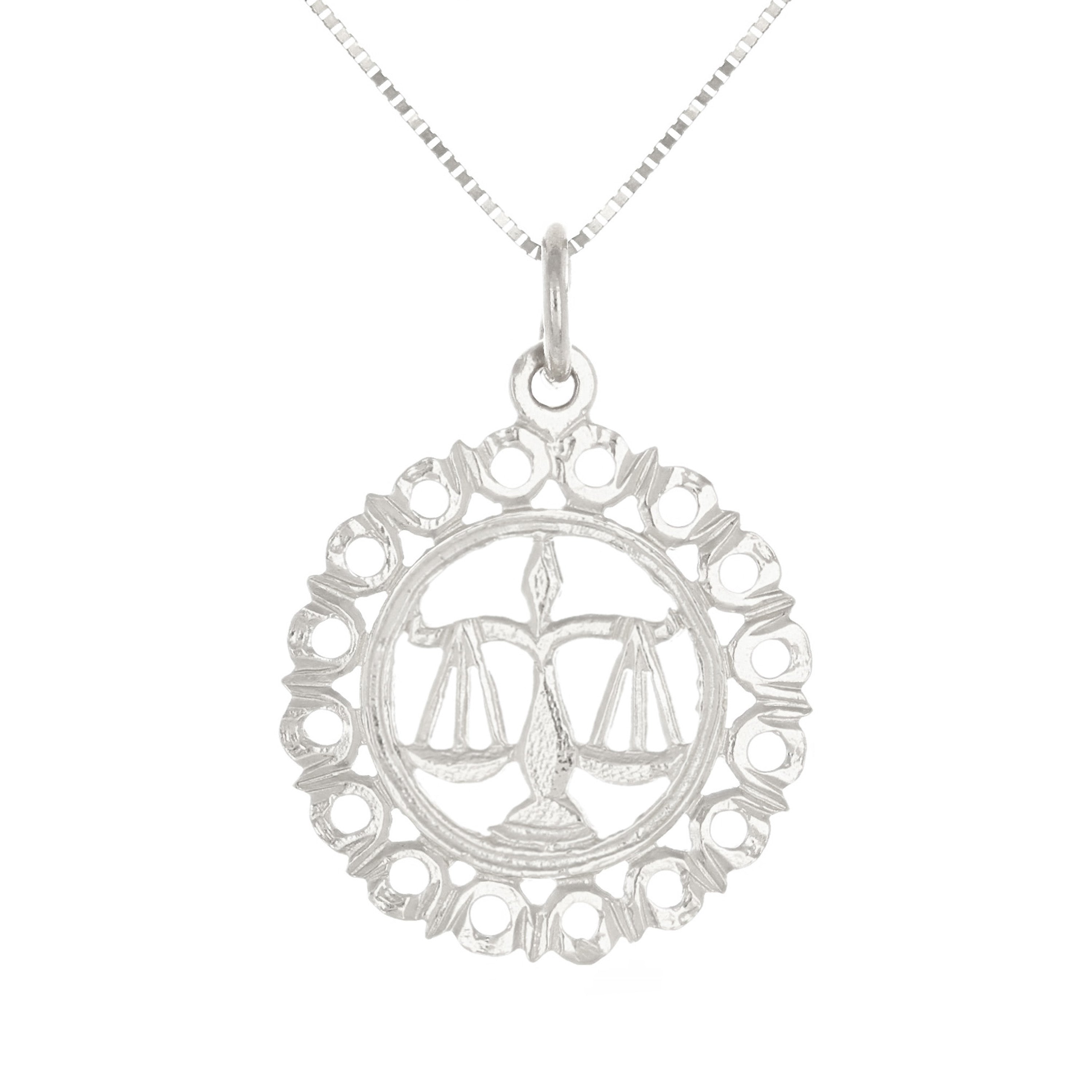 14k Yellow or White Gold LIBRA Zodiac Sign Charm Pendant Necklace 18" - Libra,White