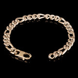 Italian 14k Yellow Gold Hollow Flat Link Figaro Bracelet 8.25" 8.2mm 15.7 grams