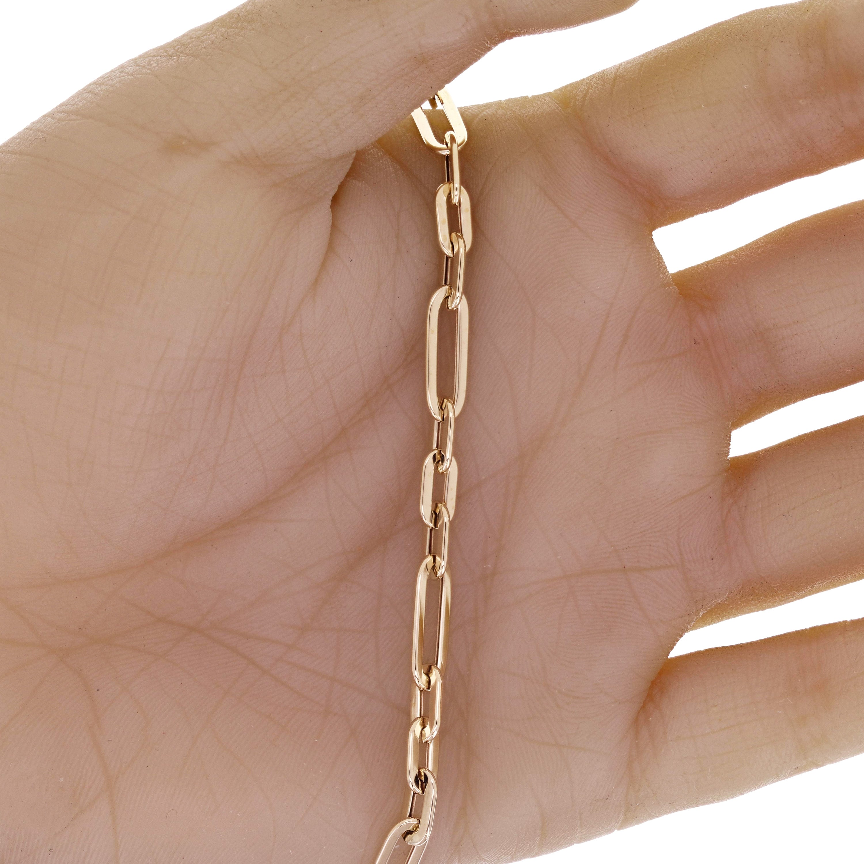 Italian 14k Yellow Gold Paper Clip Link Chain Bracelet 7.5" 5.2mm 3.4 grams
