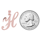 14k Rose Gold Initial Letter H Alphabet Charm Pendant - Letter H,Rose