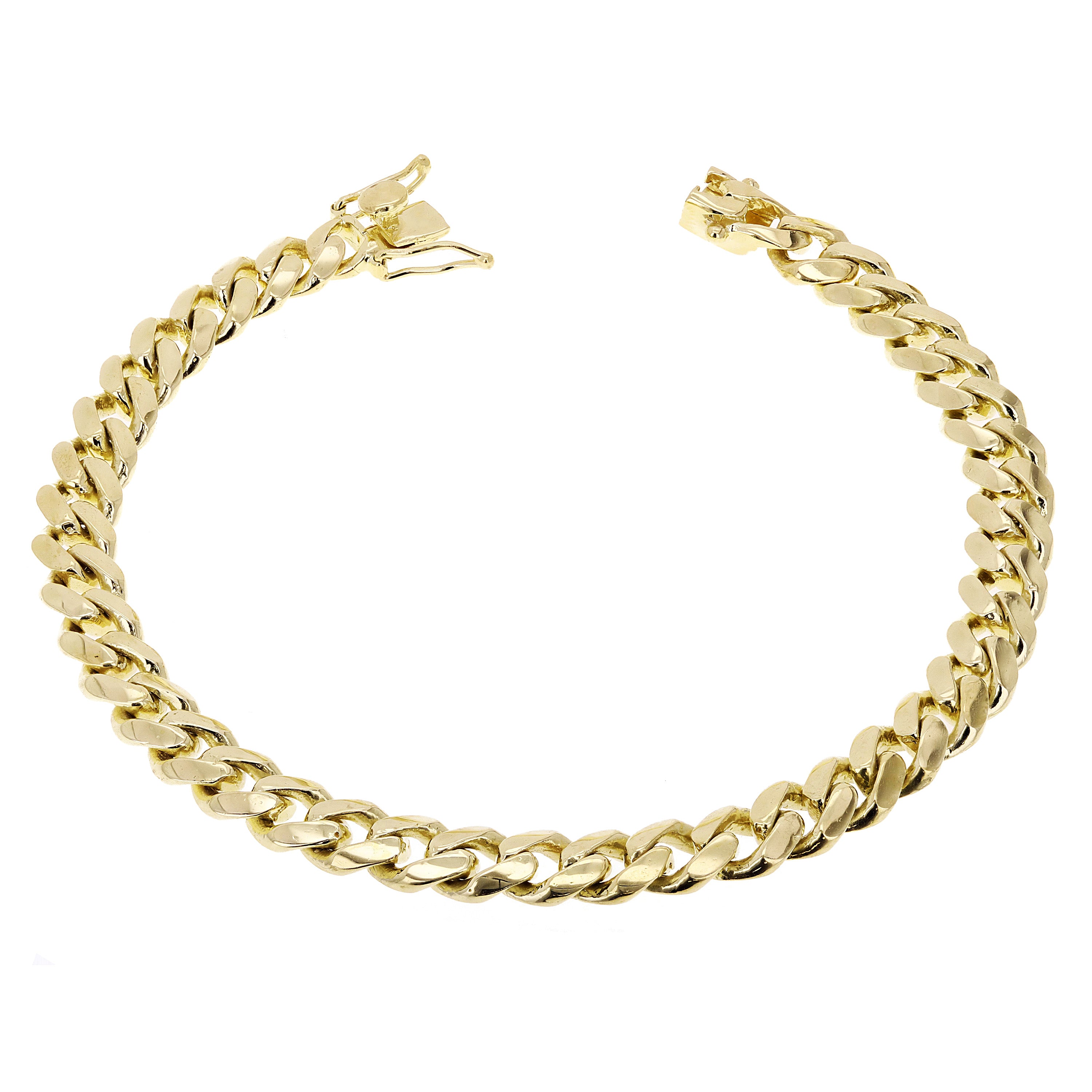 Men's 14k Yellow Gold Solid Miami Cuban Link Bracelet 7" 8mm 28.5 grams - 7" 28.5 grams