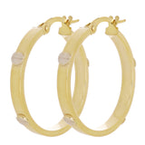 Italian 14k Two-Tone Gold Hollow Screw Design Hoop Earrings 1" 3mm 2.3 grams