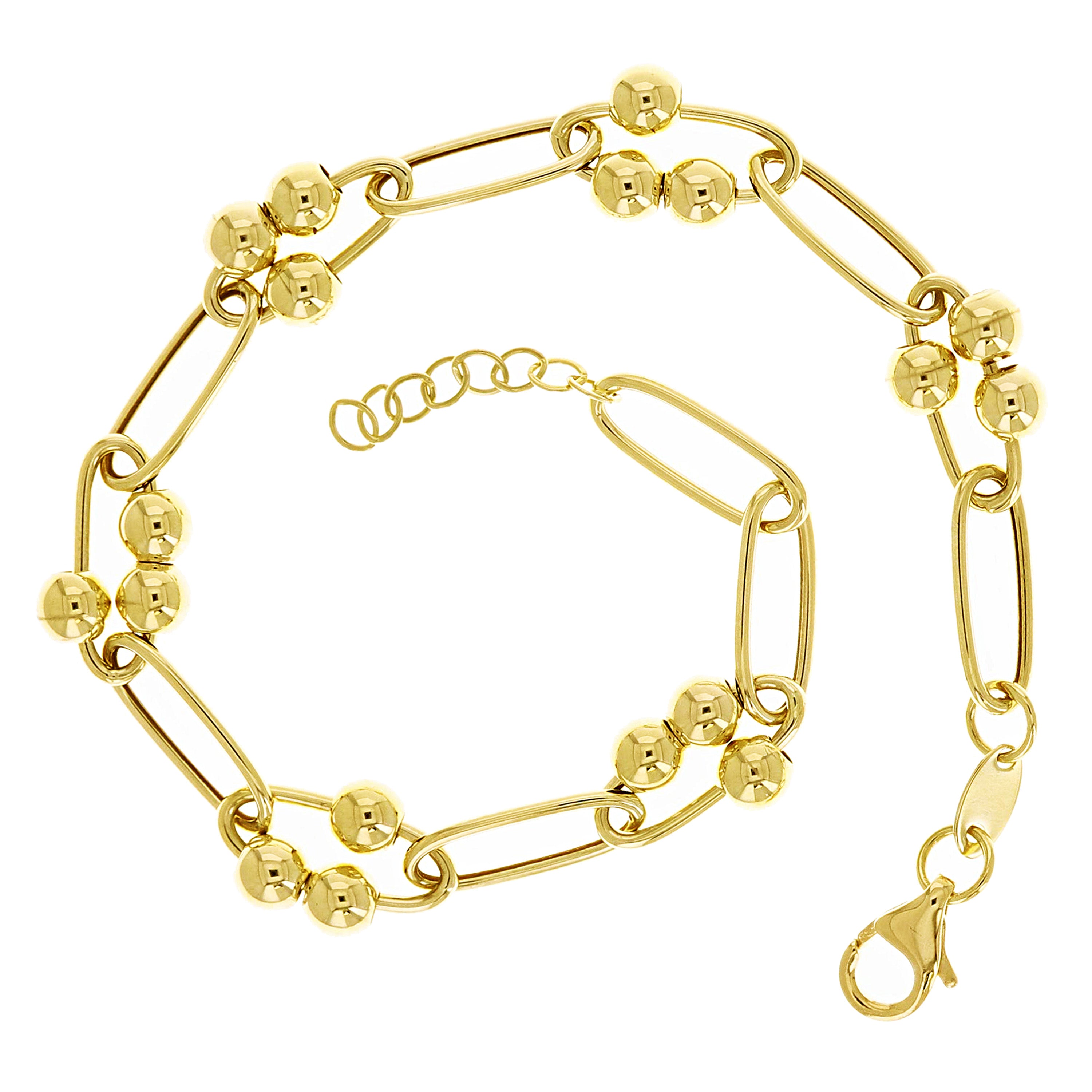 Italian 14k Yellow Gold Moving Ball Bead Charm Bracelet 7.5" 8mm 4.8 grams
