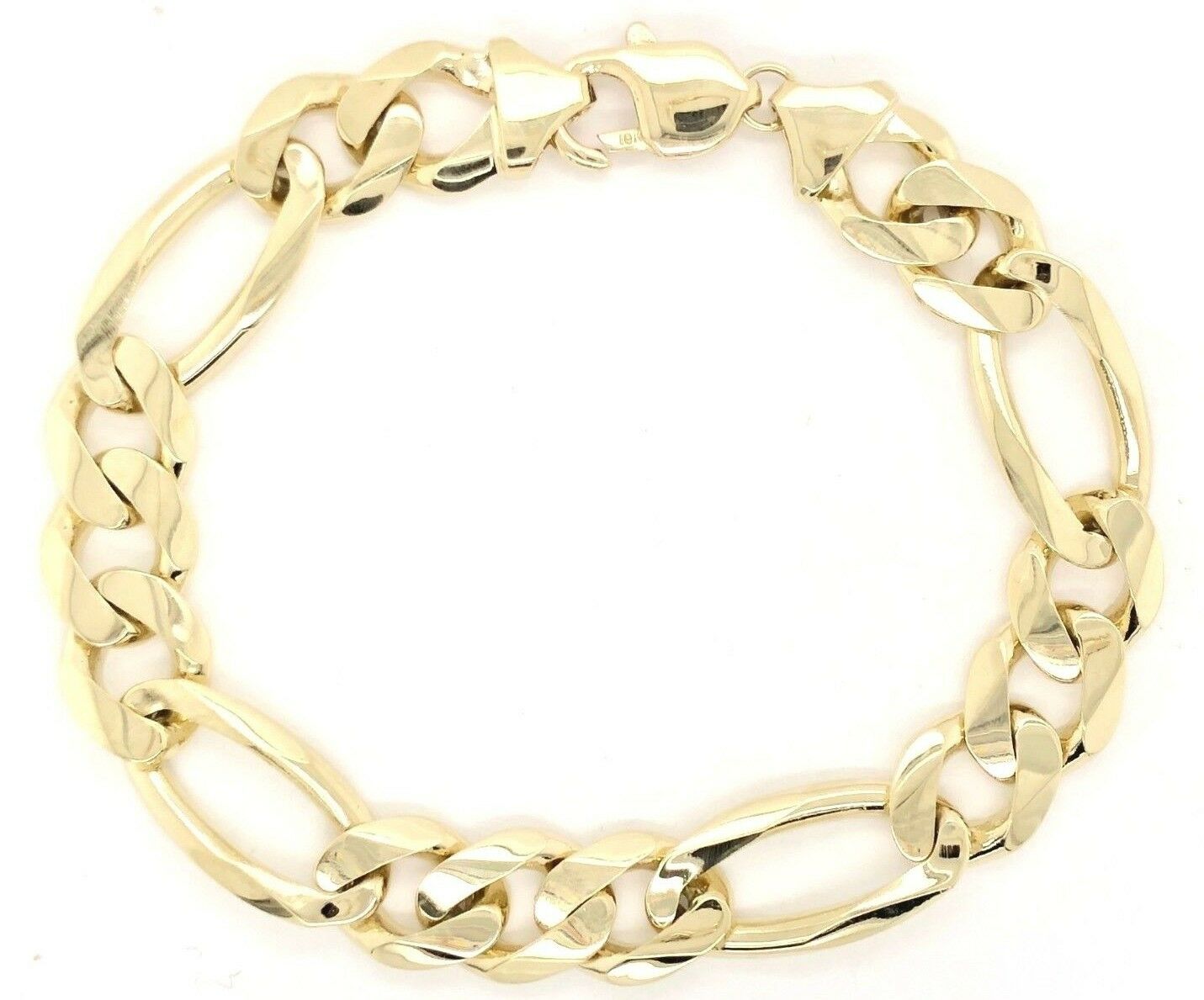 10k Yellow Gold Figaro Link Chain Bracelet 9" 12.7mm 42.1 grams - 9"