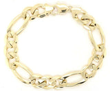10k Yellow Gold Figaro Link Chain Bracelet 9" 12.7mm 42.1 grams - 9"