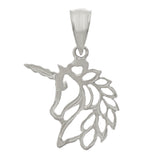 14k White Gold Solid Mystical Creature Unicorn Charm Pendant 0.6 gram - White