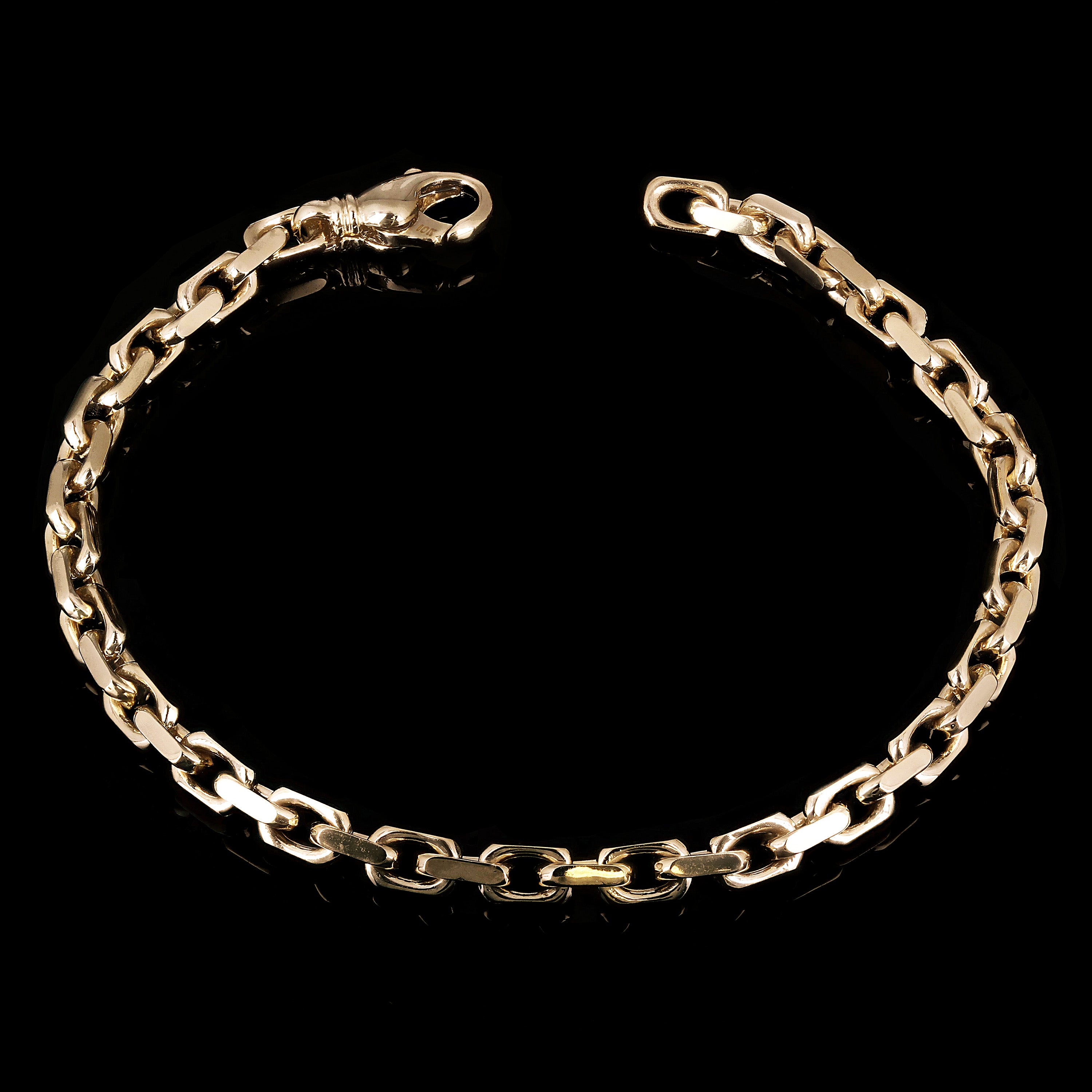 10k Yellow Gold Solid Handmade Fashion Link Chain Bracelet 7" 4.8mm 16.6 grams - 7"