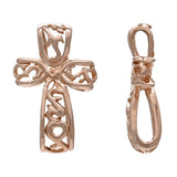 14k Rose Gold Detailed Filigree 3D Cross Religious Charm Pendant 2 grams - Rose