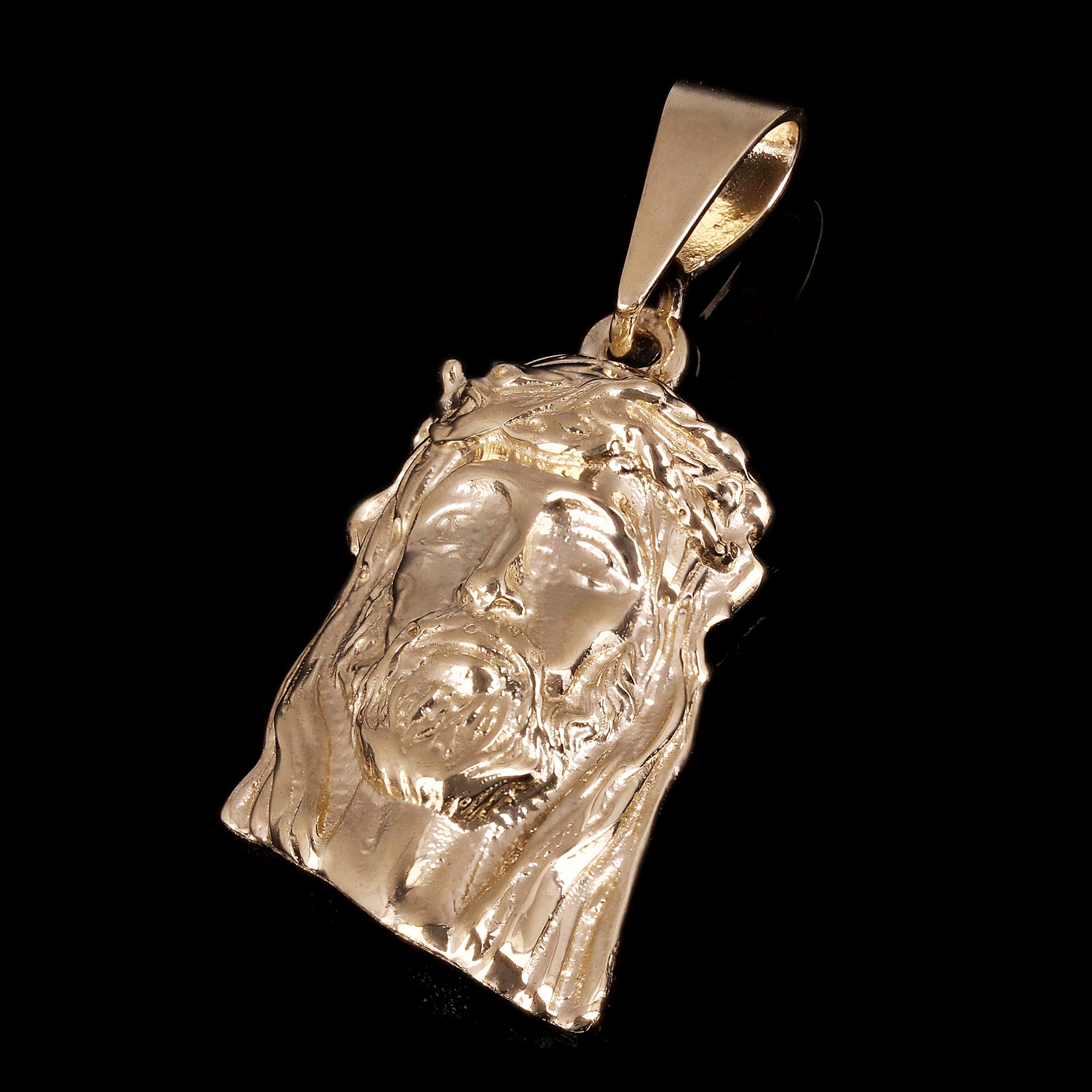 14k Yellow Gold Jesus Piece Jesus Christ Face Pendant 1.4" 8.7 grams