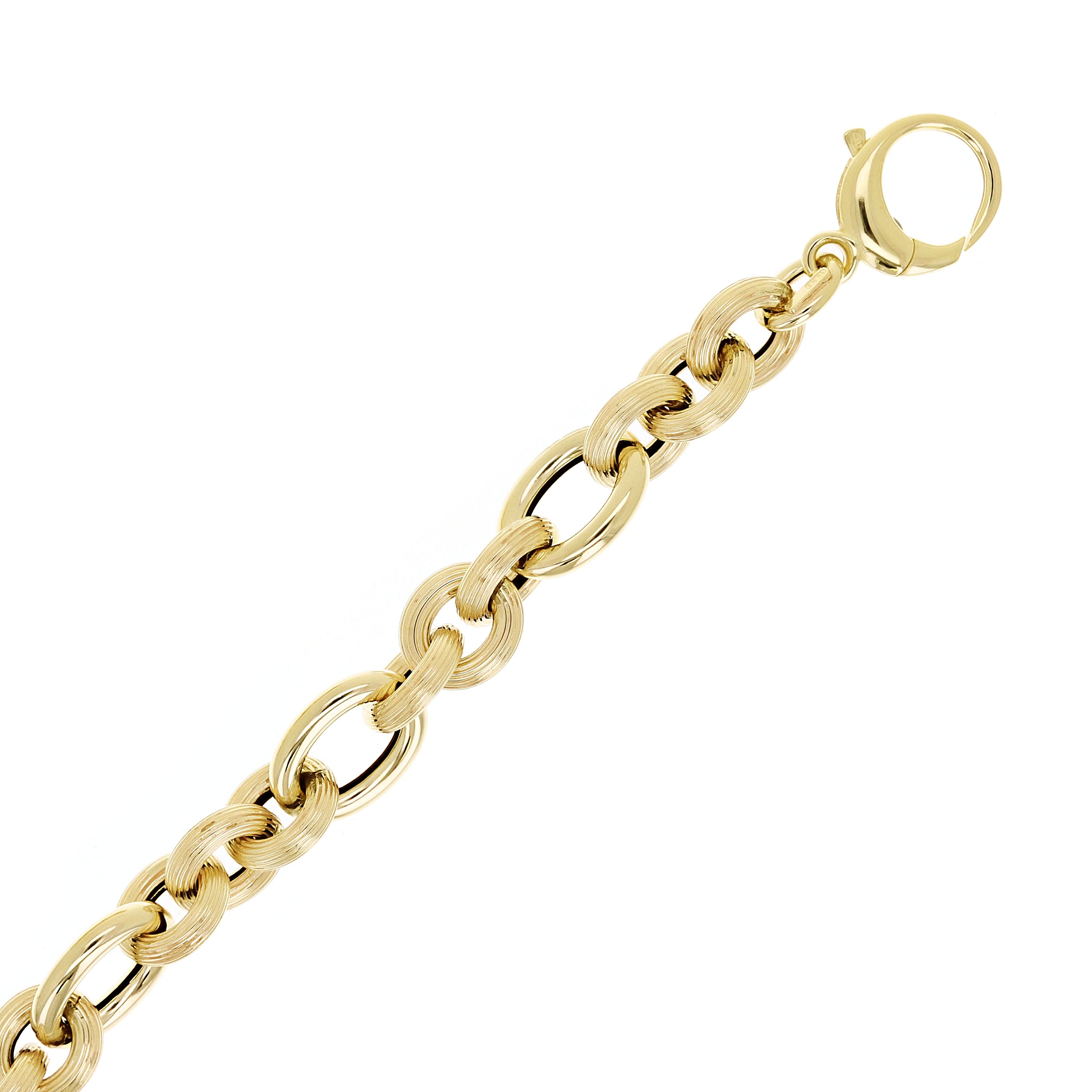 Italian 14k Yellow Gold Oval Link Charm Chain Bracelet 7.5" 10.8mm 8 grams