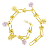 Italian 14k Two Tone Gold U-Link Ball Beads Charm Bracelet 7.25" 8 grams