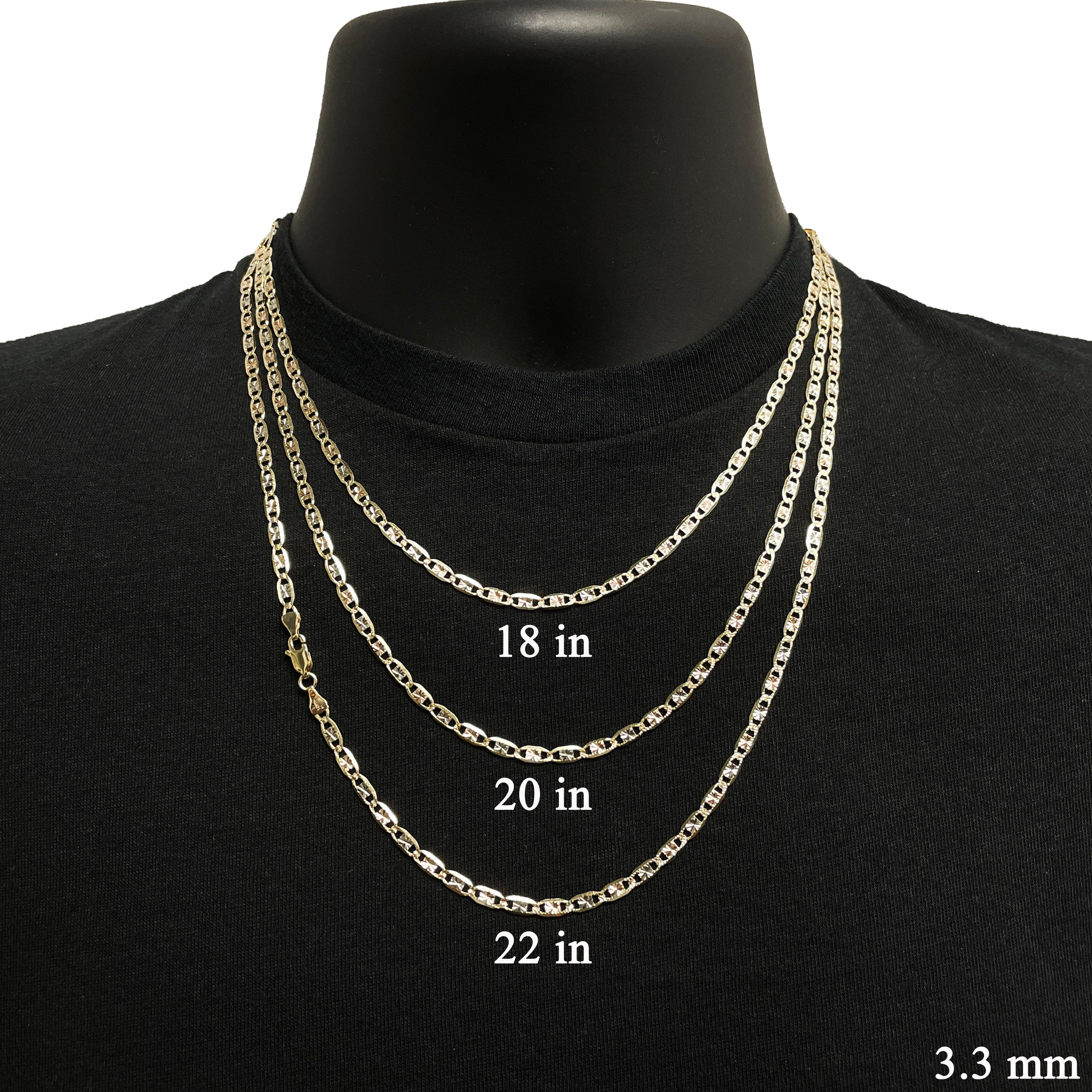 Italian 14k Tri-Color Gold Diamond Cut Valentino Chain Necklace 18" 3.3mm 7 grams - 18" 7 grams