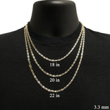 Italian 14k Tri-Color Gold Diamond Cut Valentino Chain Necklace 18" 3.3mm 7 grams - 18" 7 grams