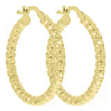 Italian 14k Yellow Gold Round Diamond Cut Hoop Earrings 23mm x 3mm 2.6 grams