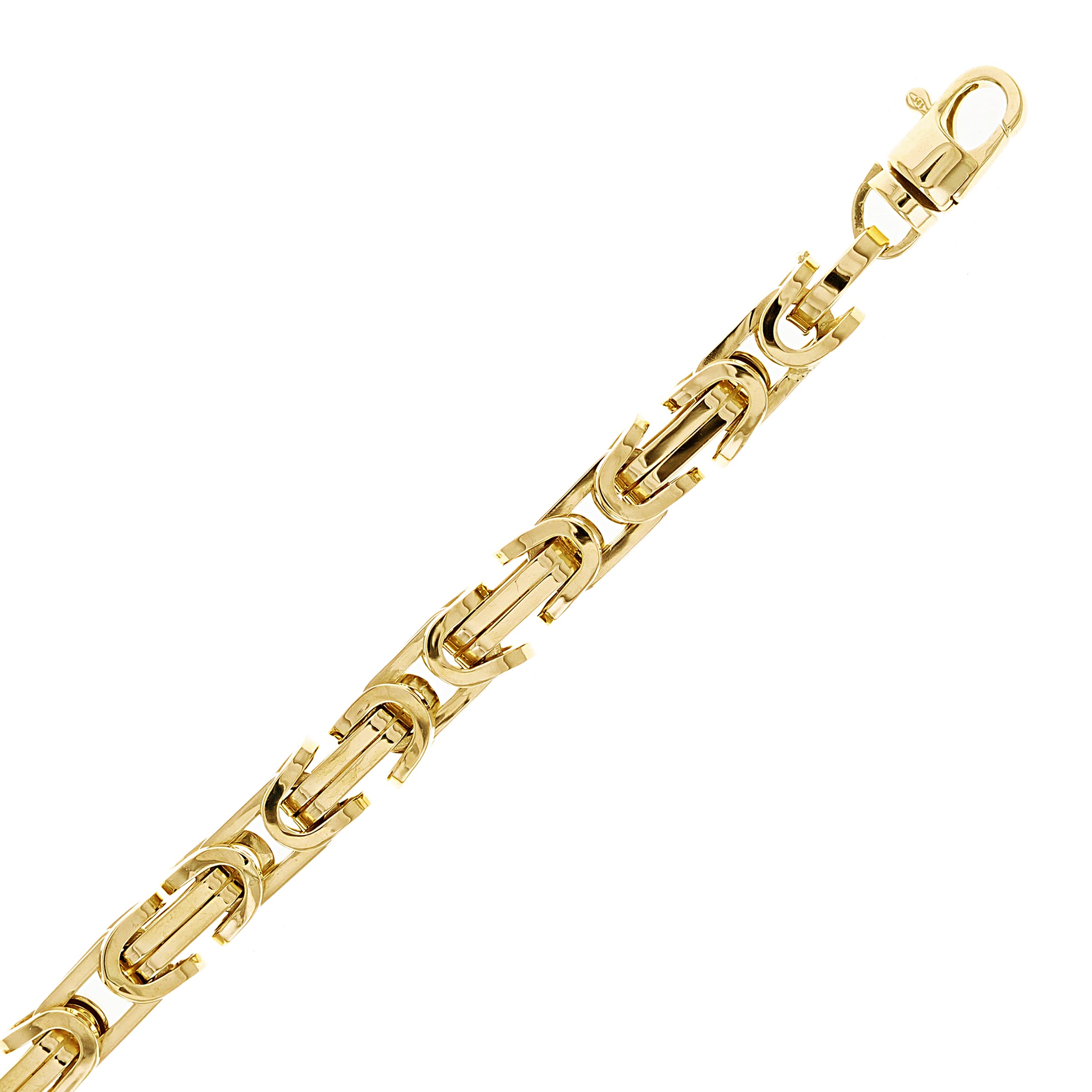 Italian 14k Yellow Gold Hollow Byzantine Link Bracelet 9" 7.2mm 16.3 grams
