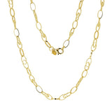 Italian 14k Yellow Gold Plain & Diamond Cut Oval Link Necklace 18" 10.4 grams - 18" 10.4 grams