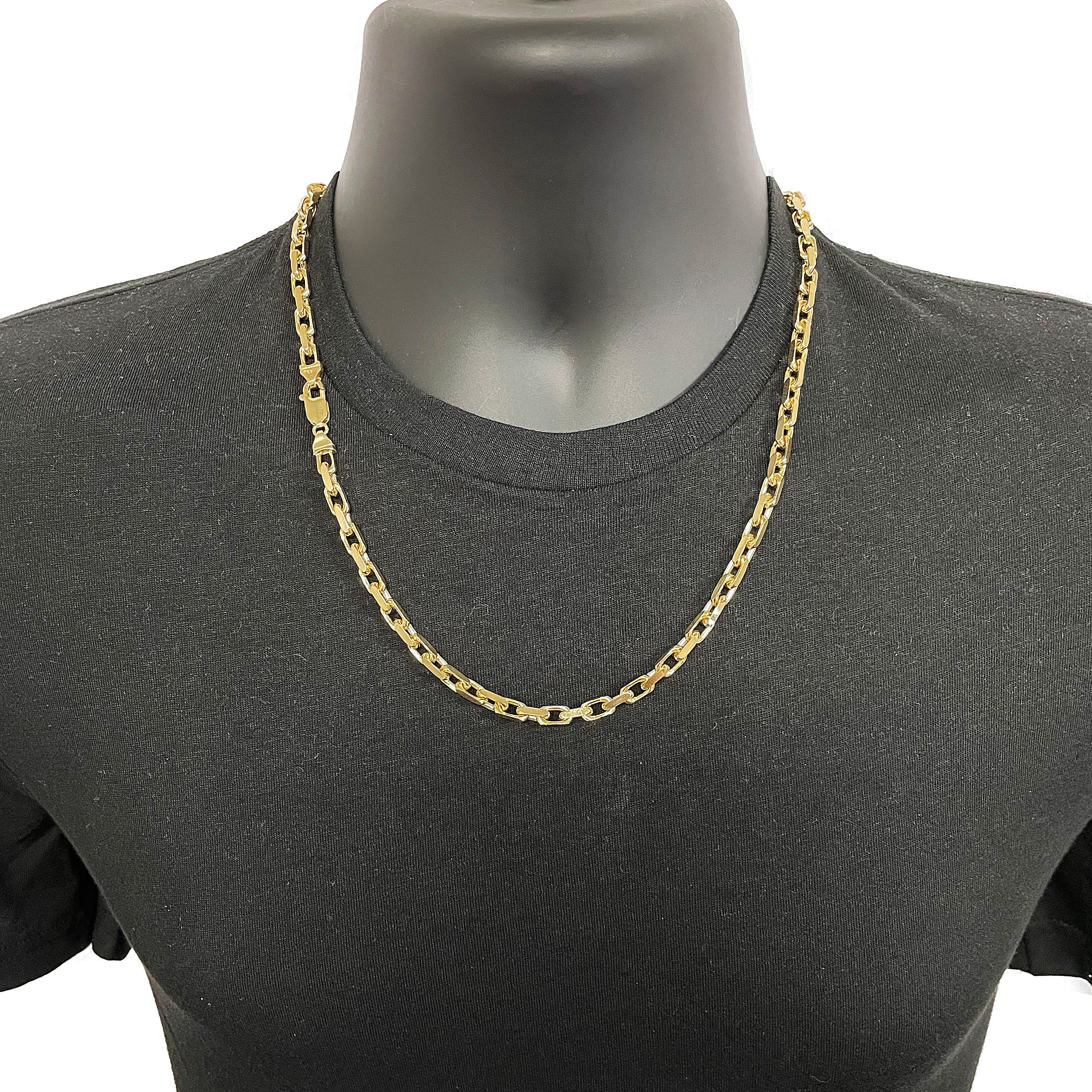 Italian 14k Yellow Gold Solid Heavy Link Anchor Chain Necklace 20" 5.5mm 73.5 grams - 5mm 20"