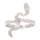 14k White Gold Diamond Cut Snake Ring Size 6 - Ring Size 6