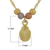 14k Tri Color Gold Ball Beads Lady Bug Charms Singapore Chain Necklace 17"