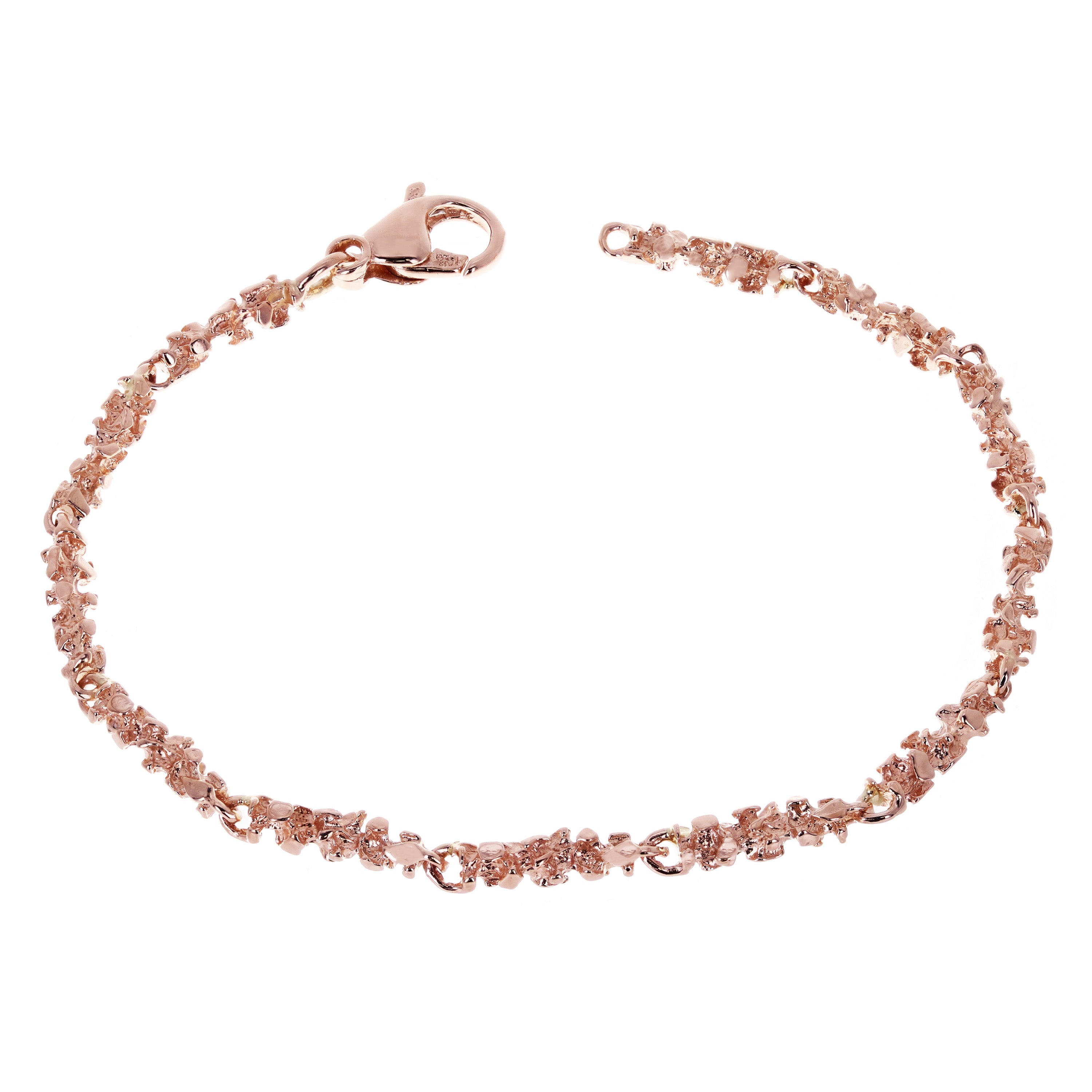 14k Rose Gold Handmade Nugget Bracelet 7" 4mm 9.5 grams - Rose,7"