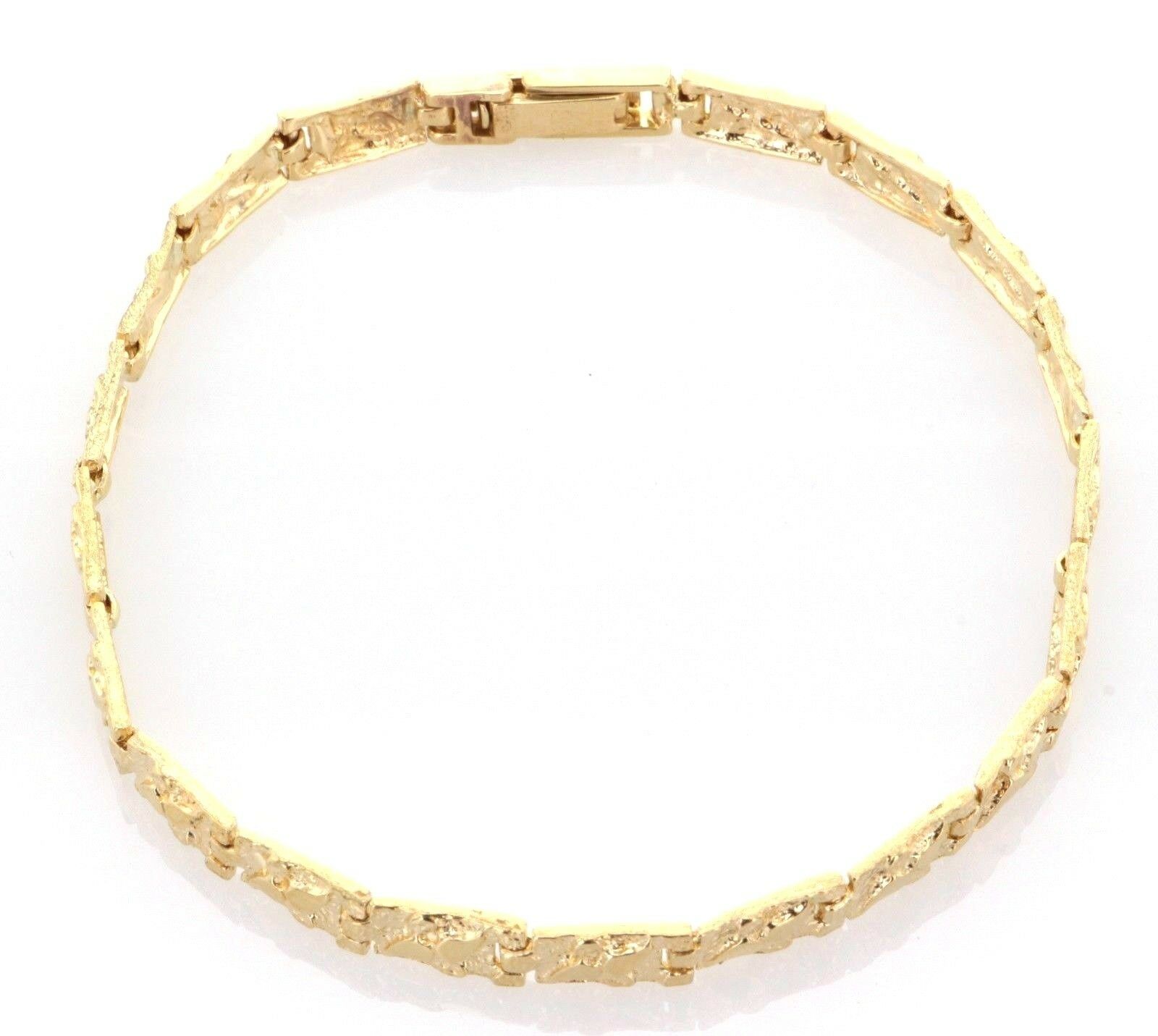 14k Yellow Gold Solid Nugget Bracelet Adjustable 7" 5.5mm 10-11 grams - 7"