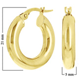 Italian 14k Yellow Gold High Polish Tube Round Hoop Earrings 0.80" 5mm 2.7 grams