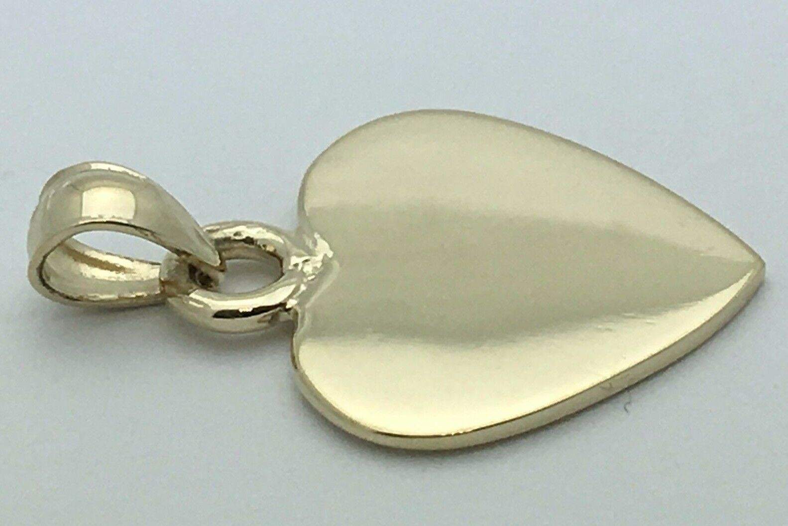 14k Yellow Gold Solid Plain Flat Engravable Heart Charm Pendant 2.8 grams