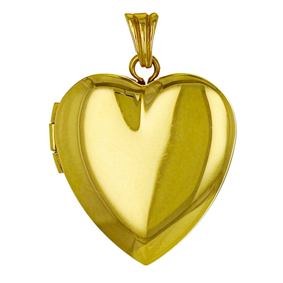 14k Yellow Gold Bright Polish Puffed Heart Open Locket Pendant