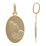 14k Yellow Gold Embossed D�rer's Praying Hands Oval Medallion Pendant 1.6 grams