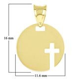 Italian 14k Yellow Gold Small Cross Cut Out Disc Religious Charm Pendant 0.5gram - Small