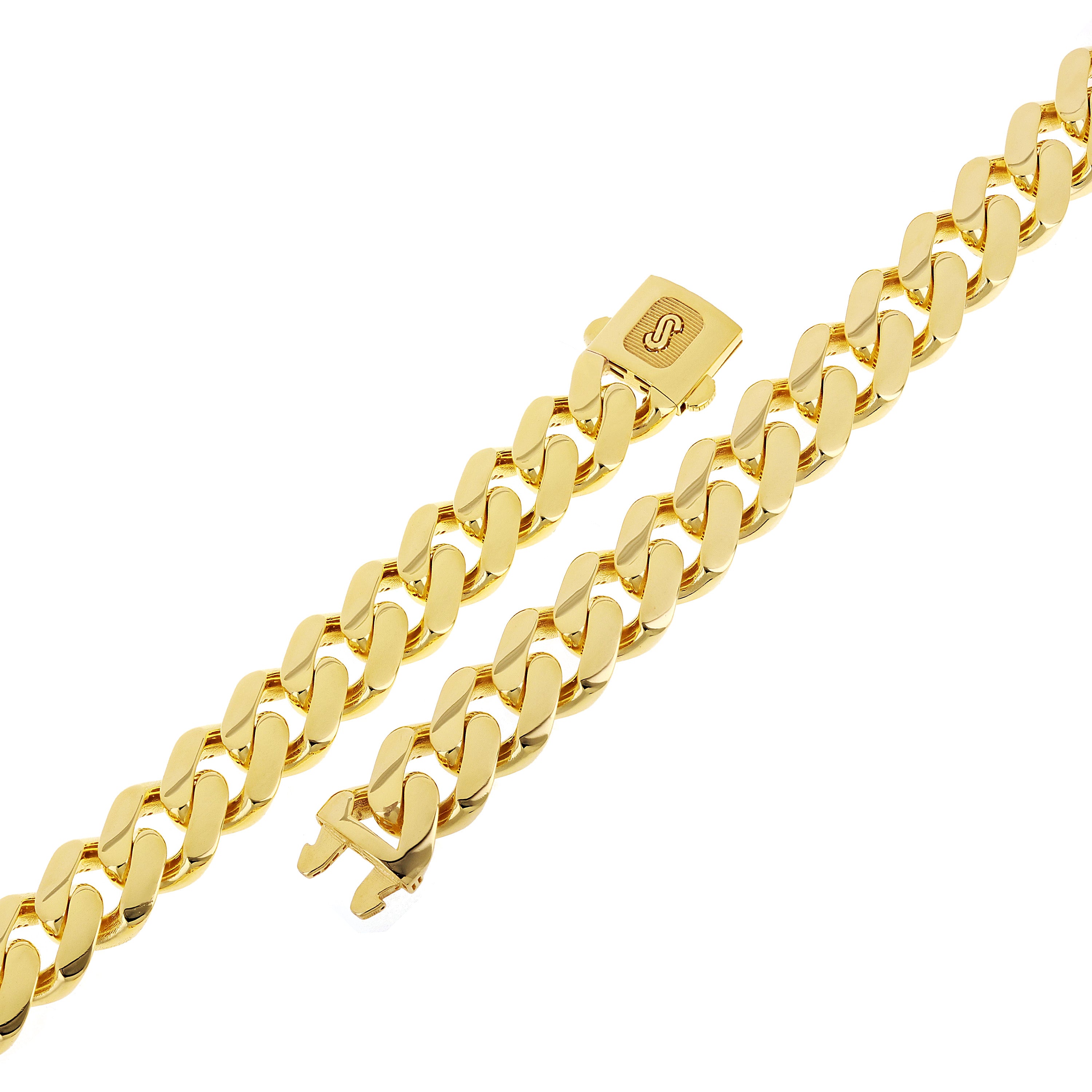 Italian 14k Yellow Gold Hollow Cuban Monaco Chain Bracelet 8" 13.2mm 19.3 grams